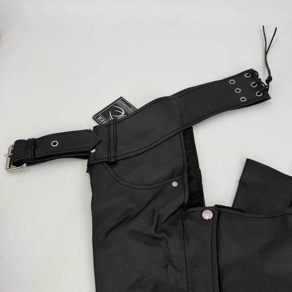 NWT Event Leather EL1101 Men's Classic Black Leather Chaps with Jean Pockets - Picture 6 of 12